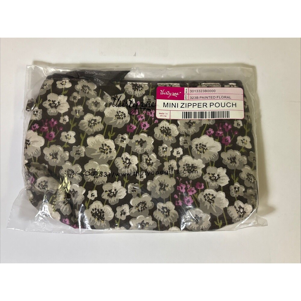New Thirty-One Mini Zipper Pouch 323B Painted Floral
